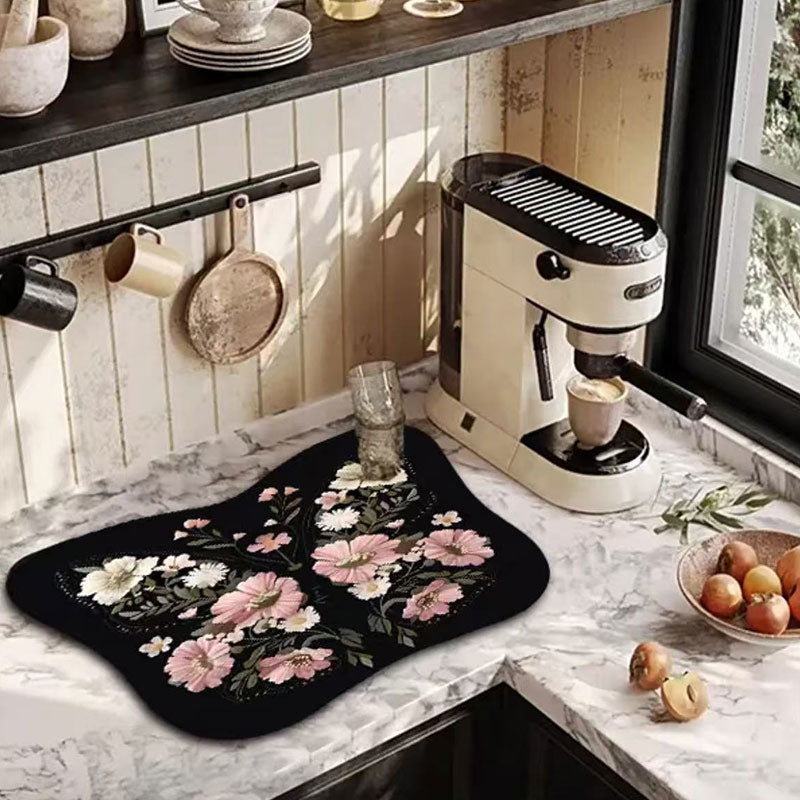 Floral Butterfly Diatomite Mat – Quick Drying & Non-Slip