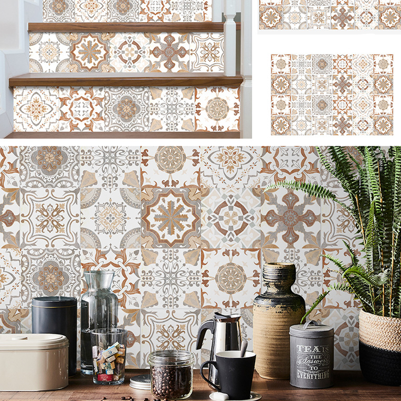 Vintage Waterproof Tile Stickers - Self-Adhesive, Easy to Clean