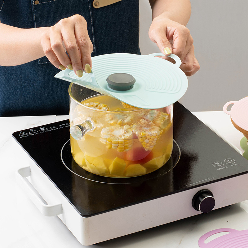 Silicone Anti-Spill Pot Lid & Fresh-Keeping Cover – Heat Resistant