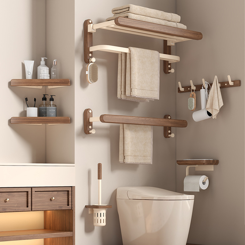 Premium Peach Wood Bathroom Shelf - Stylish, Space-Saving, Durable