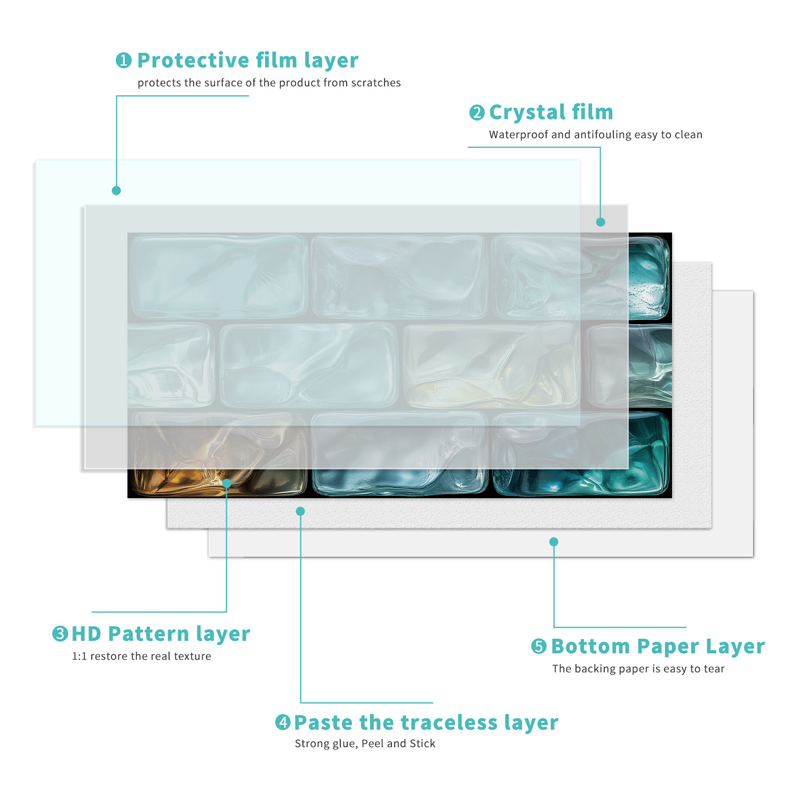 Crystal Mosaic Self-Adhesive Wallpaper - Waterproof & Stain-Resistant