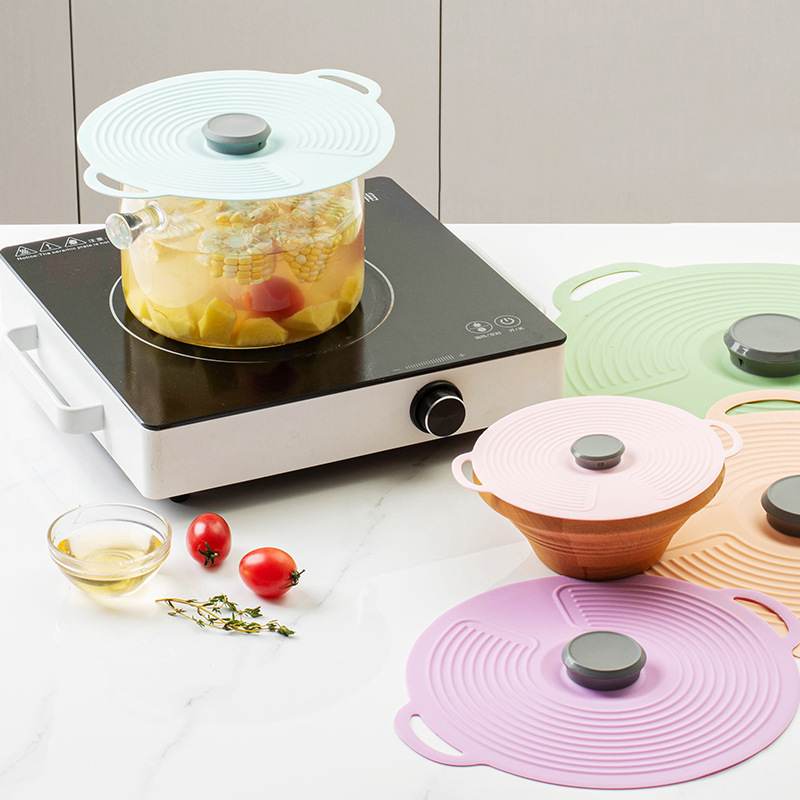 Silicone Anti-Spill Pot Lid & Fresh-Keeping Cover – Heat Resistant