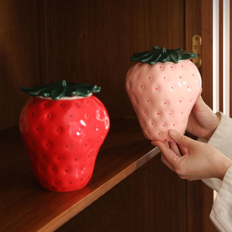 Creative Strawberry Ceramic Storage Jar – Sealed for Freshness