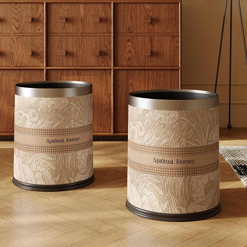 Vintage Leather Trash Bin – Dual Compartments & Wide Opening