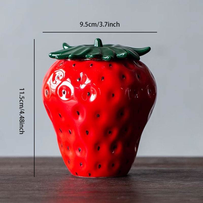 Creative Strawberry Ceramic Storage Jar – Sealed for Freshness