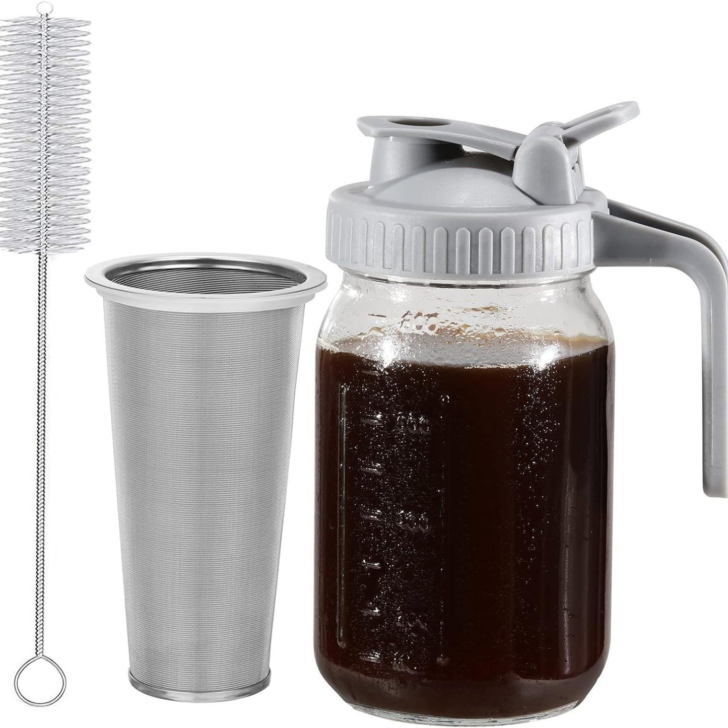 BrewJar™ Mason Jar Cold Brew Pitcher for Iced Coffee & Tea