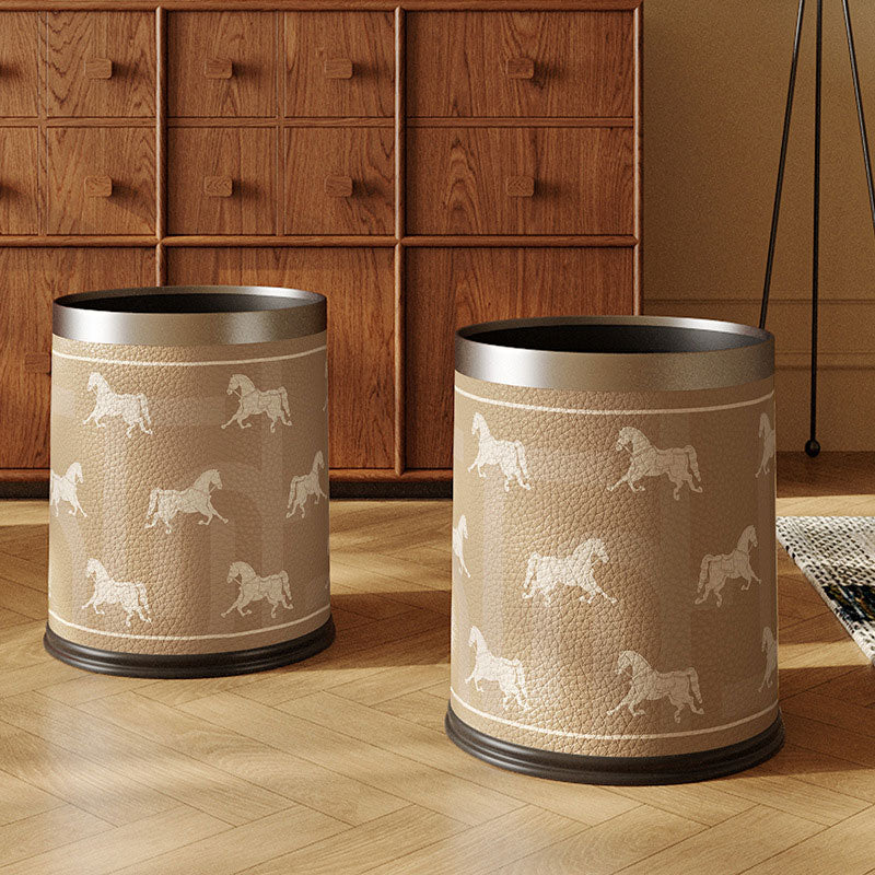 Vintage Leather Trash Bin – Dual Compartments & Wide Opening