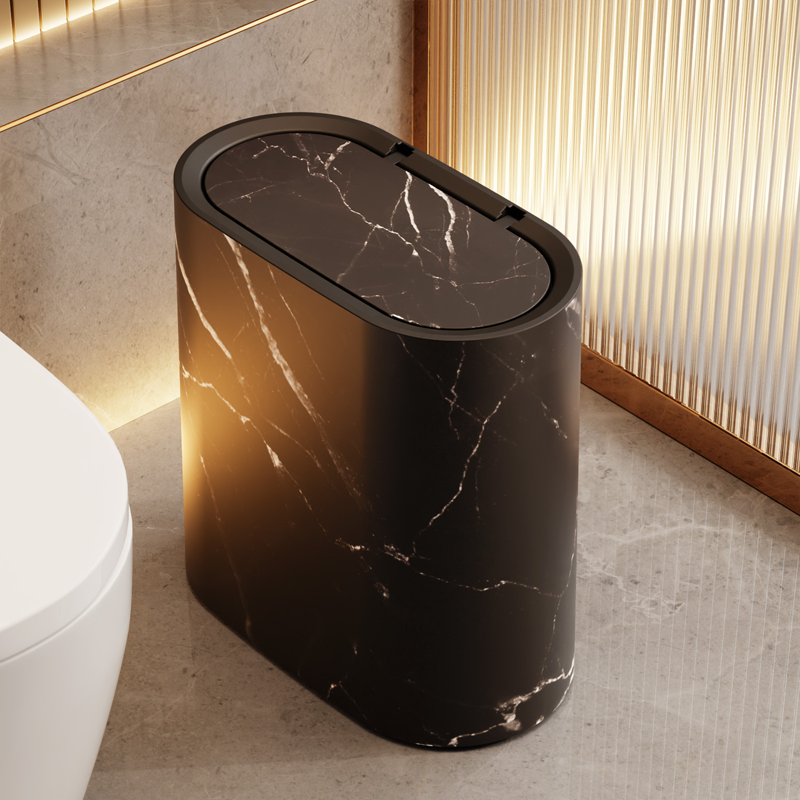 Marble Pattern Trash Can – Dual-Bin Design, Large Capacity
