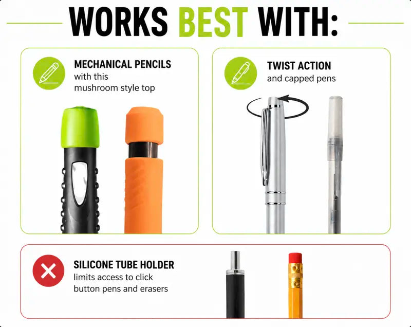 QuickerDraw Magnetic Pencil Holder Clip Reusable Silicone Tool Sleeve