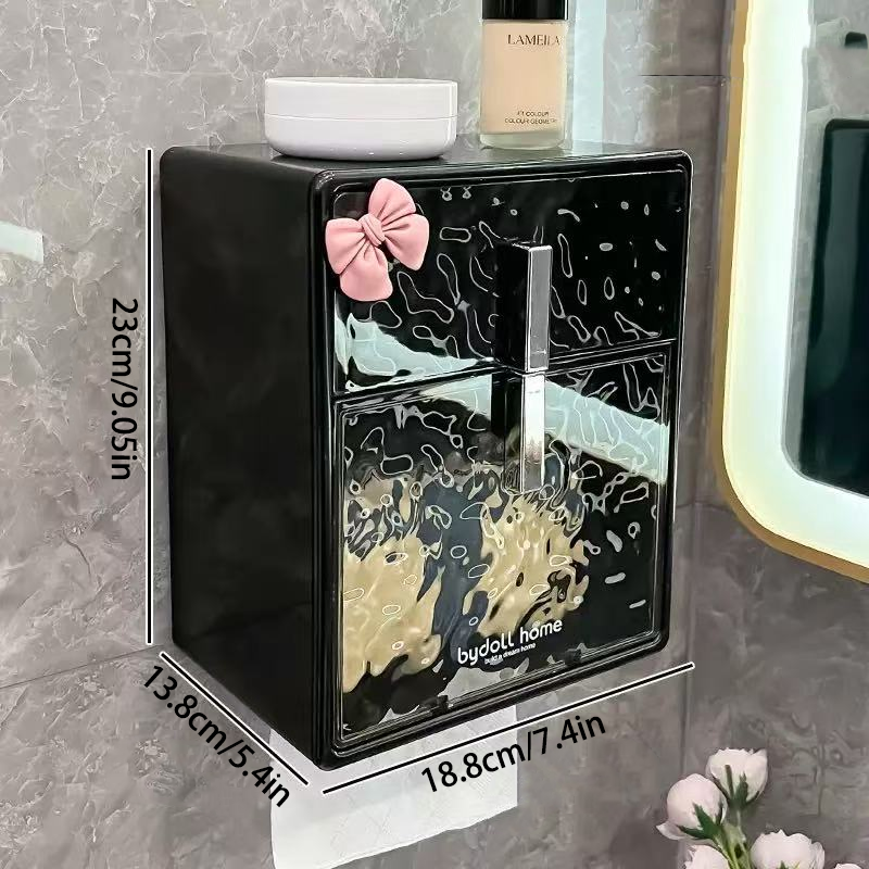Wall-Mounted Tissue Box – No-Drill Installation & Large Capacity
