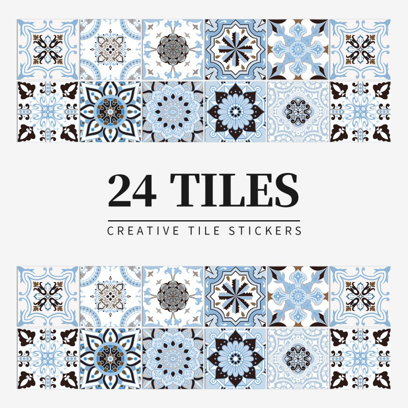 Vintage Waterproof Tile Stickers - Self-Adhesive, Easy to Clean