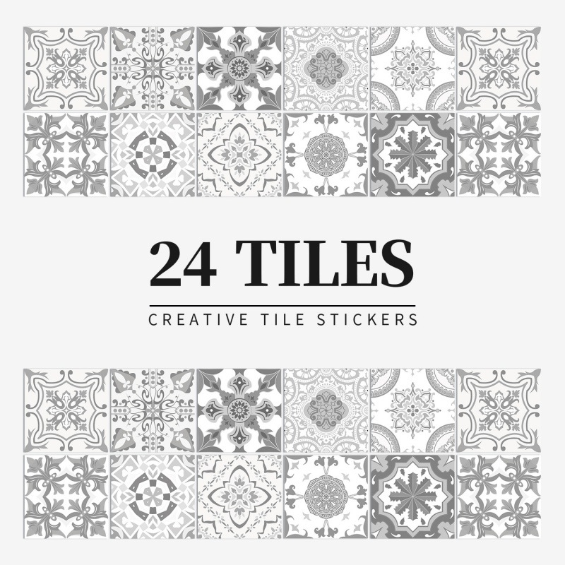 Vintage Waterproof Tile Stickers - Self-Adhesive, Easy to Clean