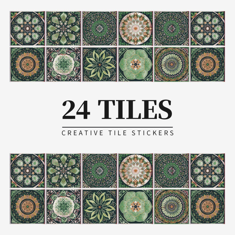 Vintage Waterproof Tile Stickers - Self-Adhesive, Easy to Clean