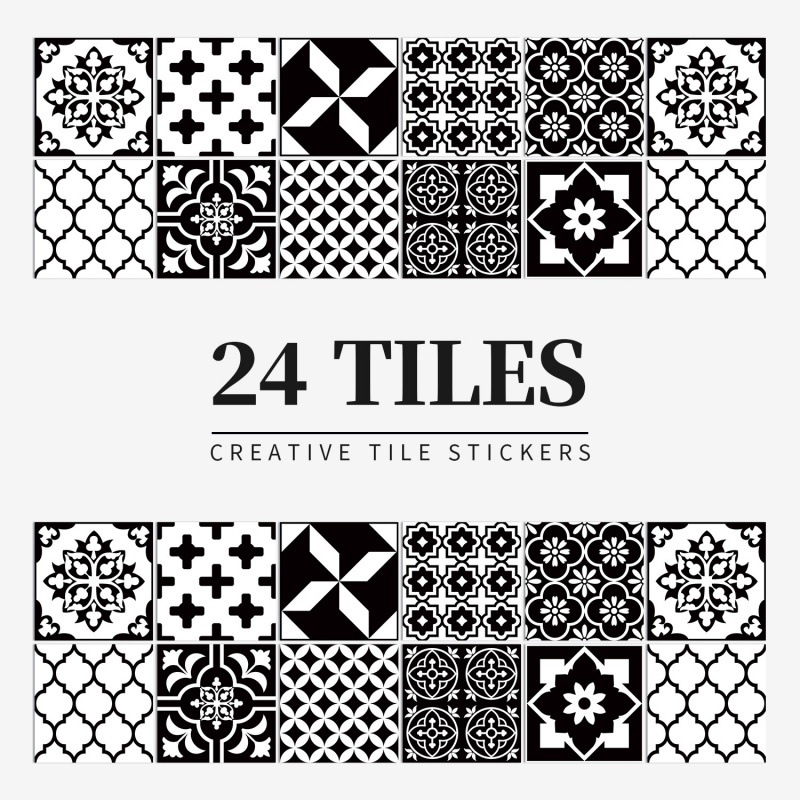 Vintage Waterproof Tile Stickers - Self-Adhesive, Easy to Clean