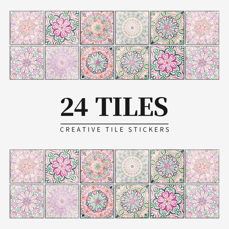 Vintage Waterproof Tile Stickers - Self-Adhesive, Easy to Clean