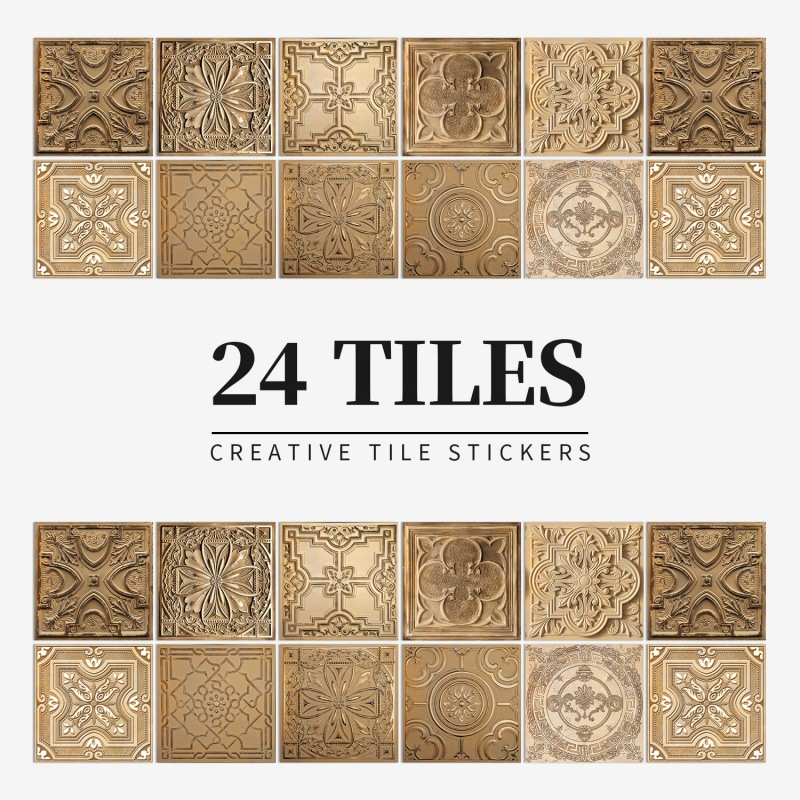 Vintage Waterproof Tile Stickers - Self-Adhesive, Easy to Clean