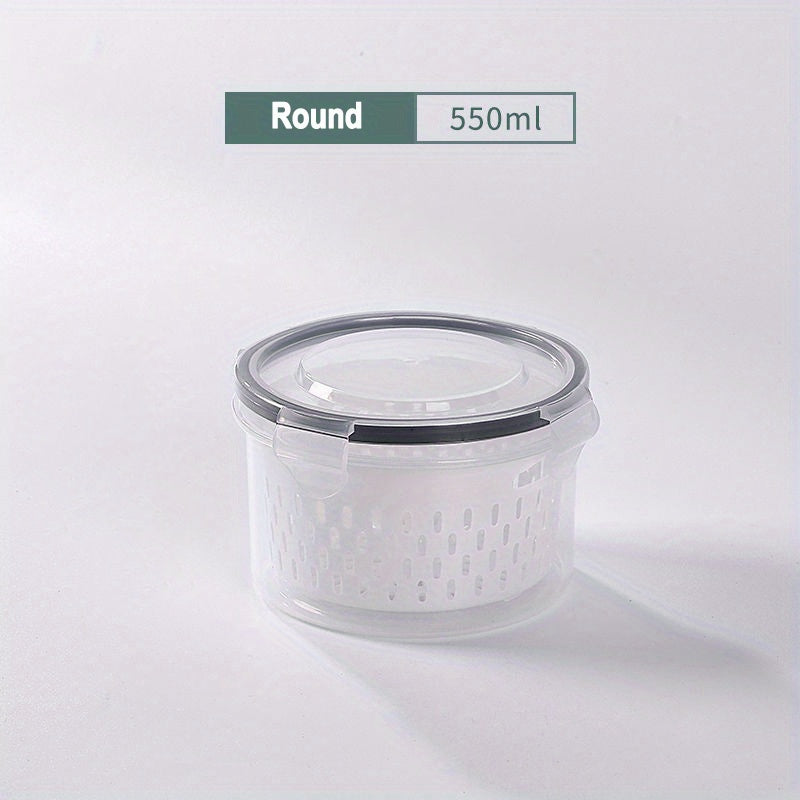 Double-Layer Sealed Storage Box with Draining Basket