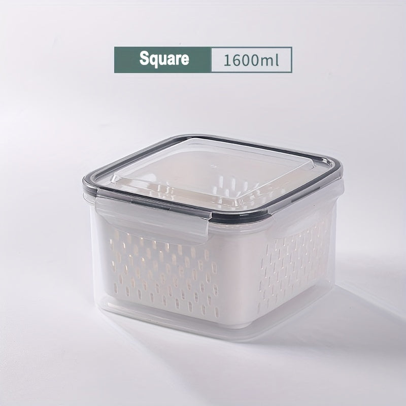 Double-Layer Sealed Storage Box with Draining Basket