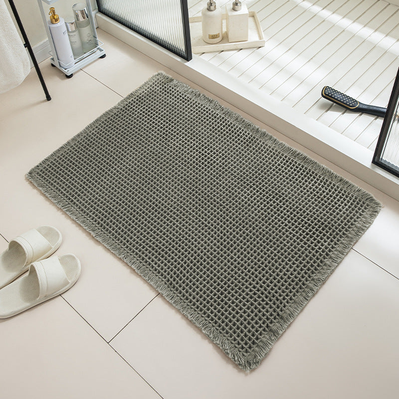 Solid Color Waffle Bathroom Mat with Absorbent Non-Slip Design