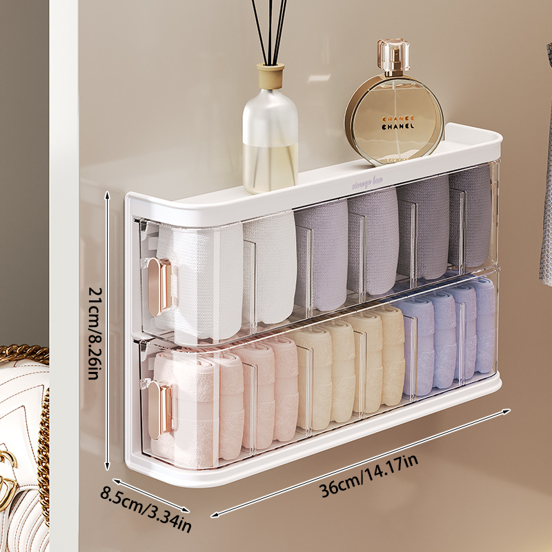Underwear Storage Box - No-Drill Installation, Divided Compartments