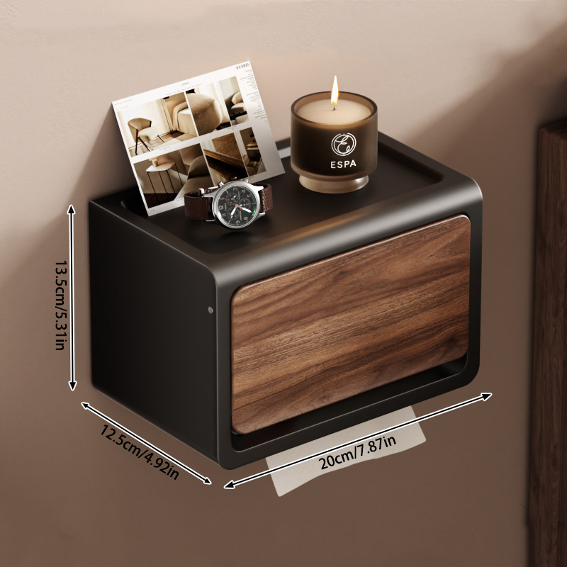 No-Drill Suction Paper Towel Holder – Wood & Metal, Strong Load Capacity