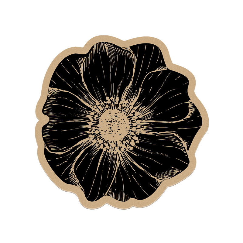 Rose Pattern Napa Leather Tabletop Absorbent Mat: Quick Drying & Non-Slip Design