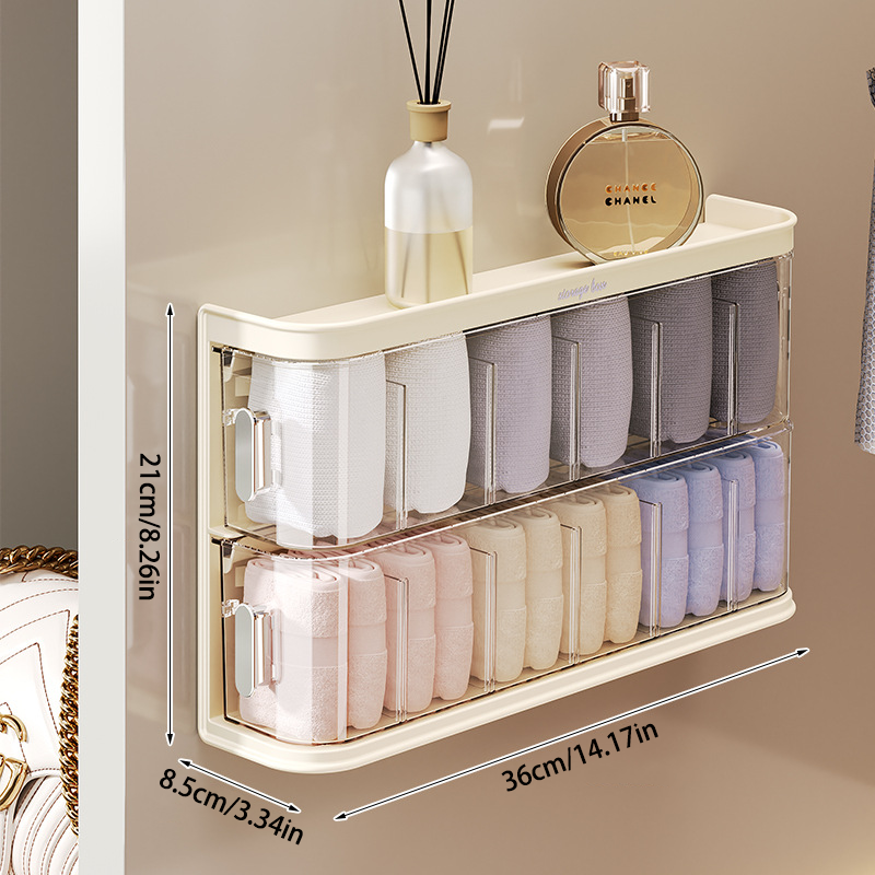 Underwear Storage Box - No-Drill Installation, Divided Compartments