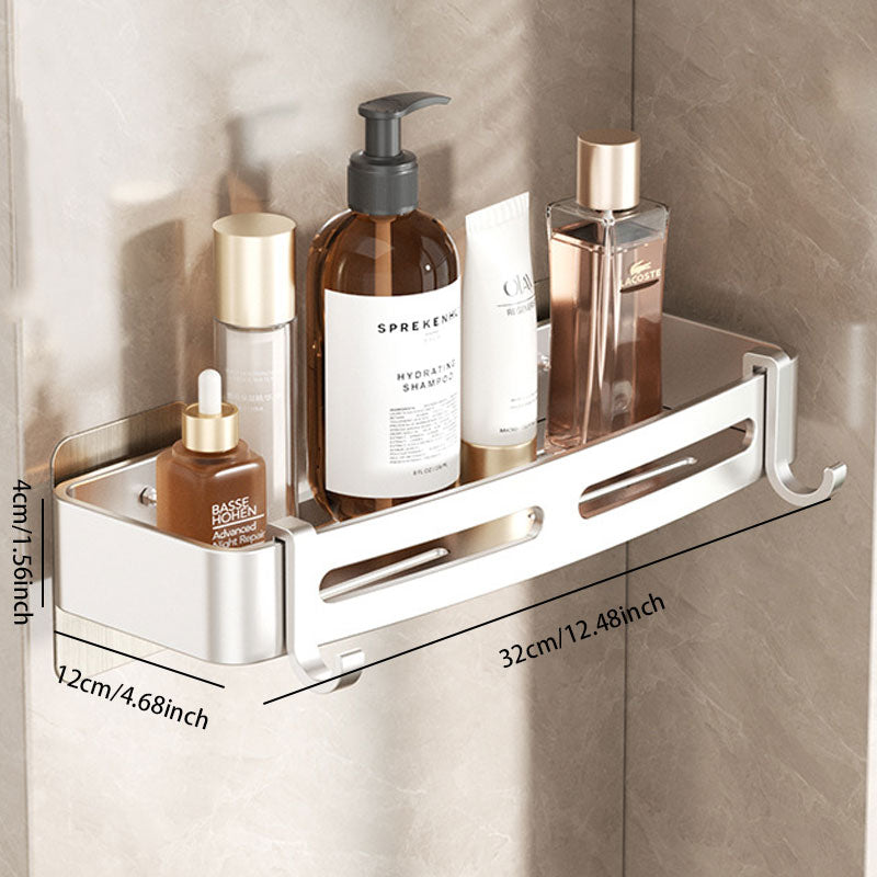 Space Aluminum No-Drill Bathroom Corner Shelf – Quick Drainage & Strong Load-Bearing