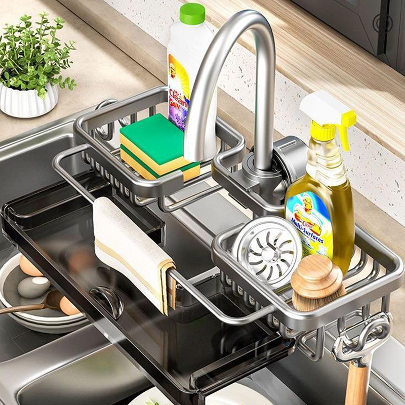 Faucet Storage Rack - With Drip Tray, Strong Load-Bearing