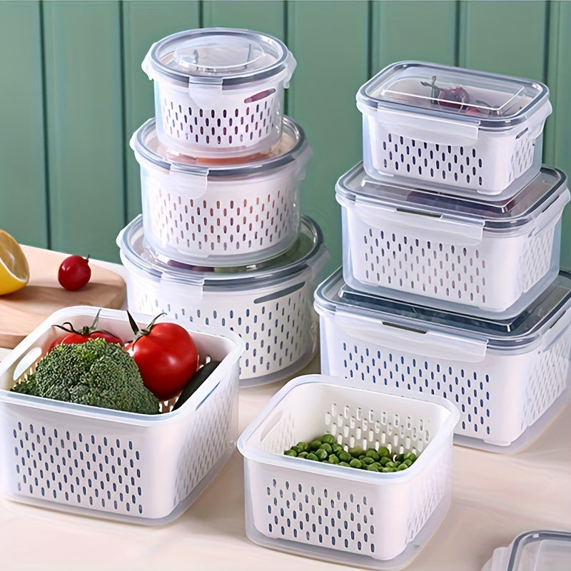 Double-Layer Sealed Storage Box with Draining Basket