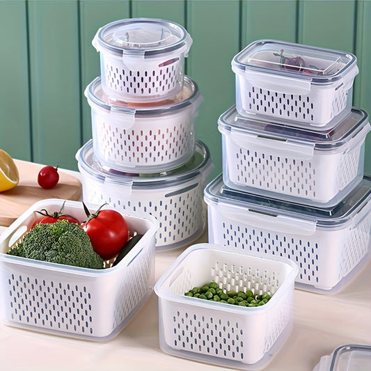 Double-Layer Sealed Storage Box with Draining Basket