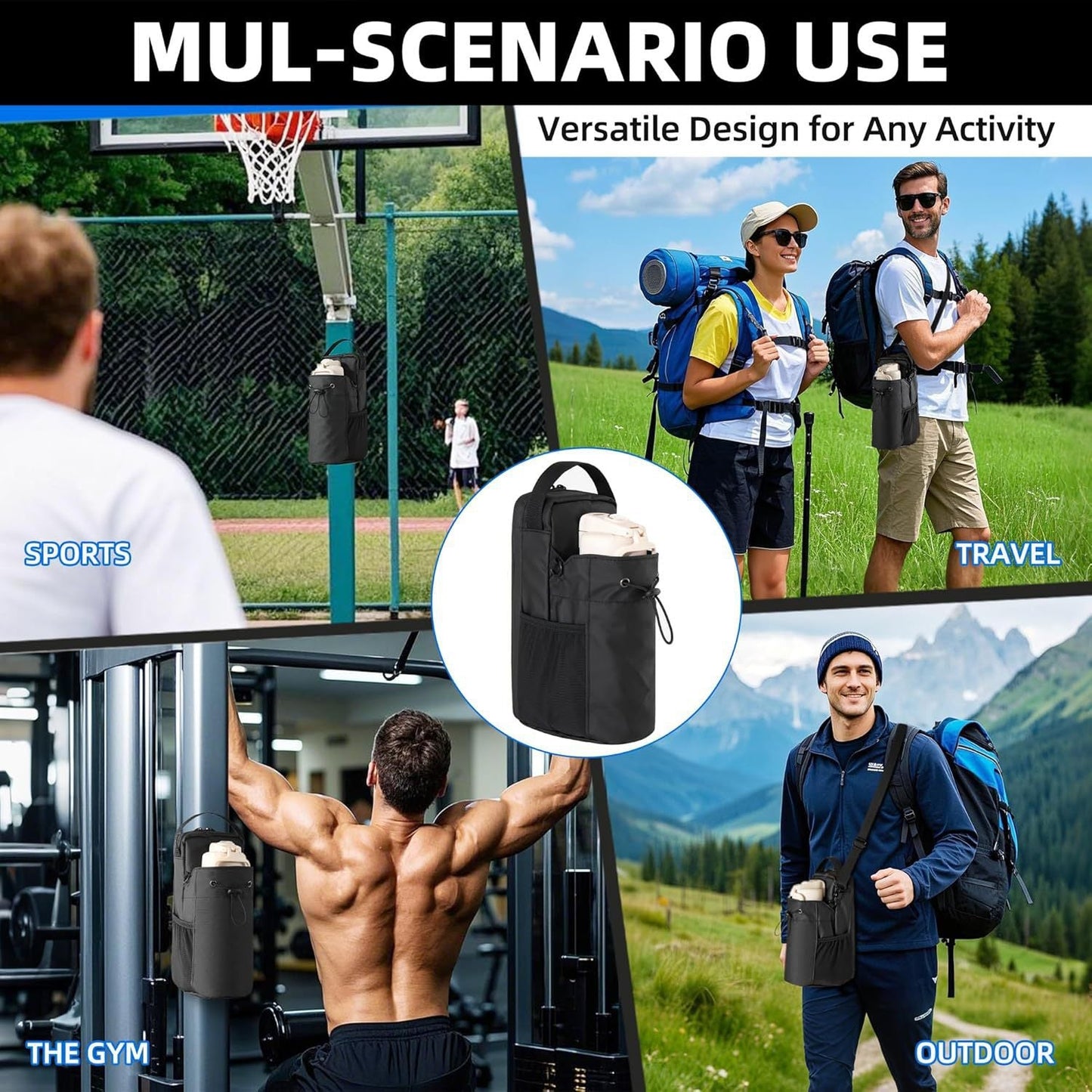 Magnetic Attachment Crossbody Gym Bottle Bag for Water, Phone & Keys