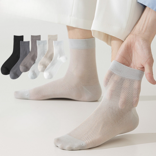Cool Touch Silk Mesh Crew Socks – Odor-Resistant, Antibacterial & Ultra-Breathable