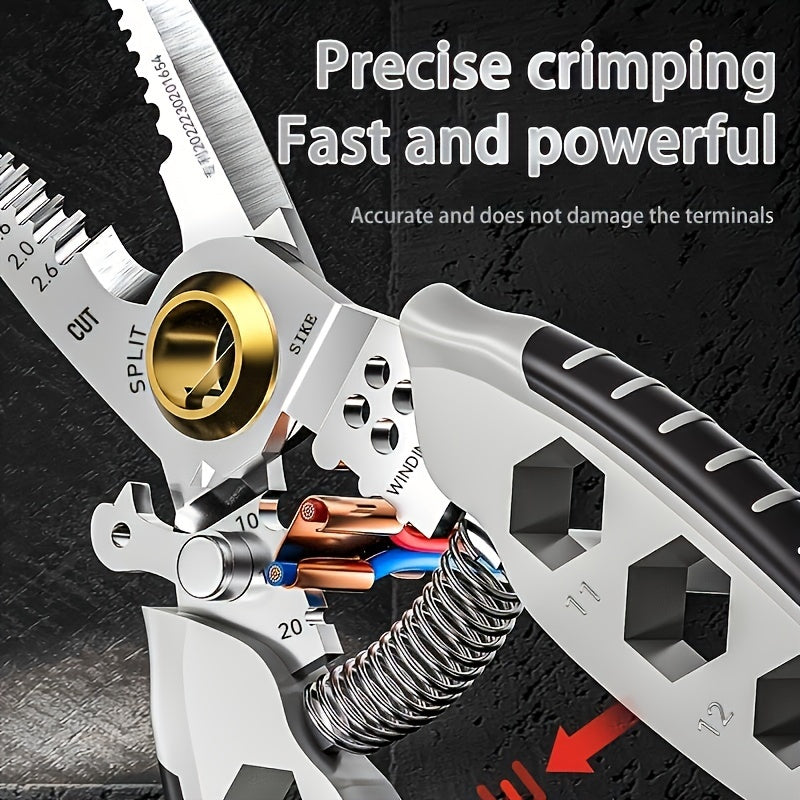 9-in-1 Multi-Functional Electrician’s Pliers – Heavy-Duty Wire Stripping & Crimping Tool