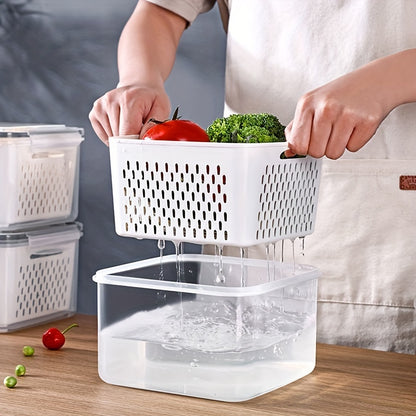 Double-Layer Sealed Storage Box with Draining Basket