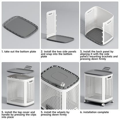 RollHide™ Mobile Laundry Hamper with Wheels, Lid & Breathable Design