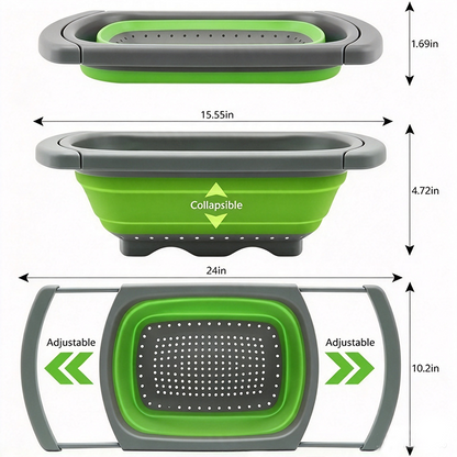 Collapsible Over The Sink Colander Strainer Basket Extendable Handles