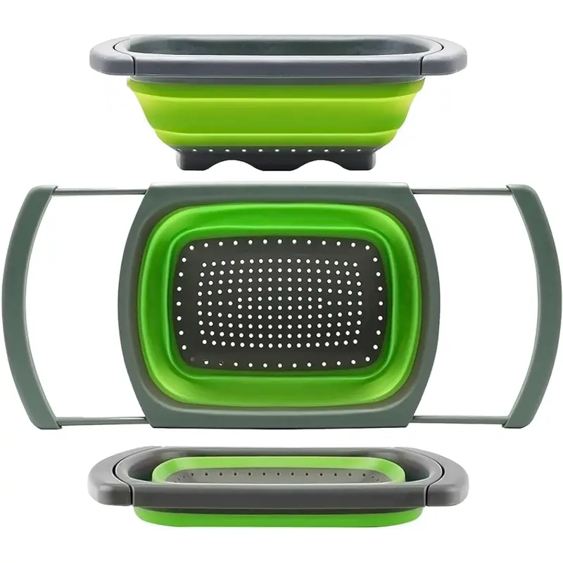 Collapsible Over The Sink Colander Strainer Basket Extendable Handles