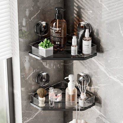 Suction Cup Iron Corner Shelf: Space-Saving Bathroom Organizer