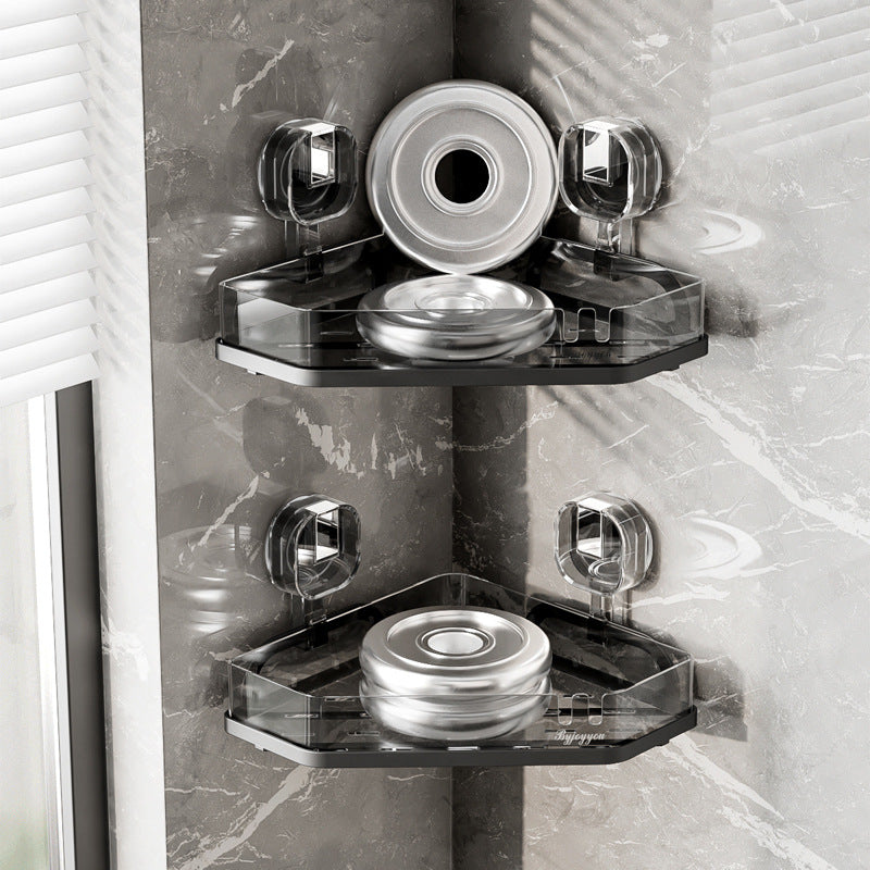 Suction Cup Iron Corner Shelf: Space-Saving Bathroom Organizer