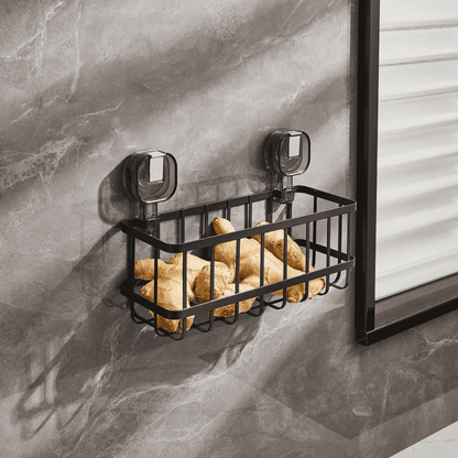 Suction Cup Iron Storage Rack: Ideal for Kitchen and Bathroom Use