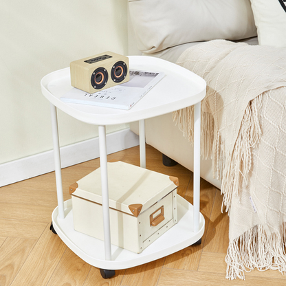 Chic Mobile Tea Table: Raised Edges and Smooth Rolling Wheels