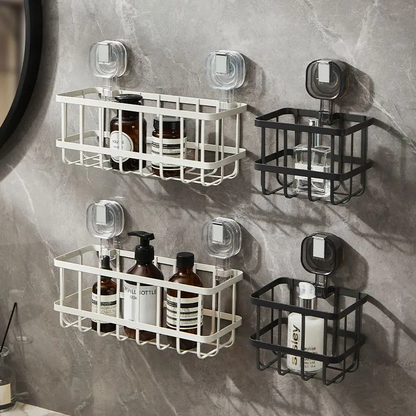 Suction Cup Iron Storage Rack: Ideal for Kitchen and Bathroom Use