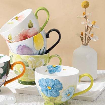 Elegant Floral Hand-Painted Ceramic Mug