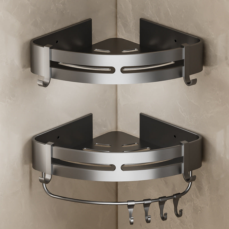 Wall-Mounted Corner Storage Rack: No-Drill Installation, Space Aluminu ...