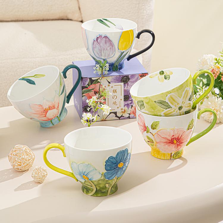 Elegant Floral Hand-Painted Ceramic Mug