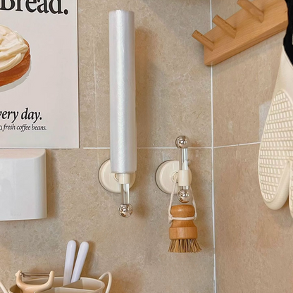 Drill-Free Suction Cup Kitchen Rack: Paper Towel, Cling Wrap, and Towel Holder