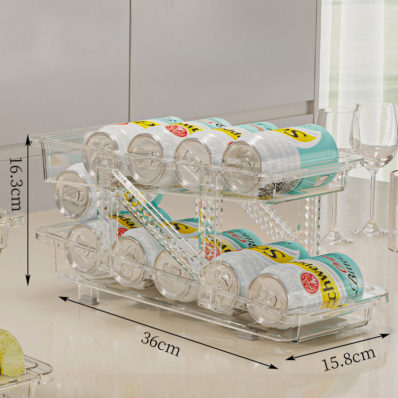 Auto-Slide Sloped Beverage Rack: Stretchable, Space-Saving Design