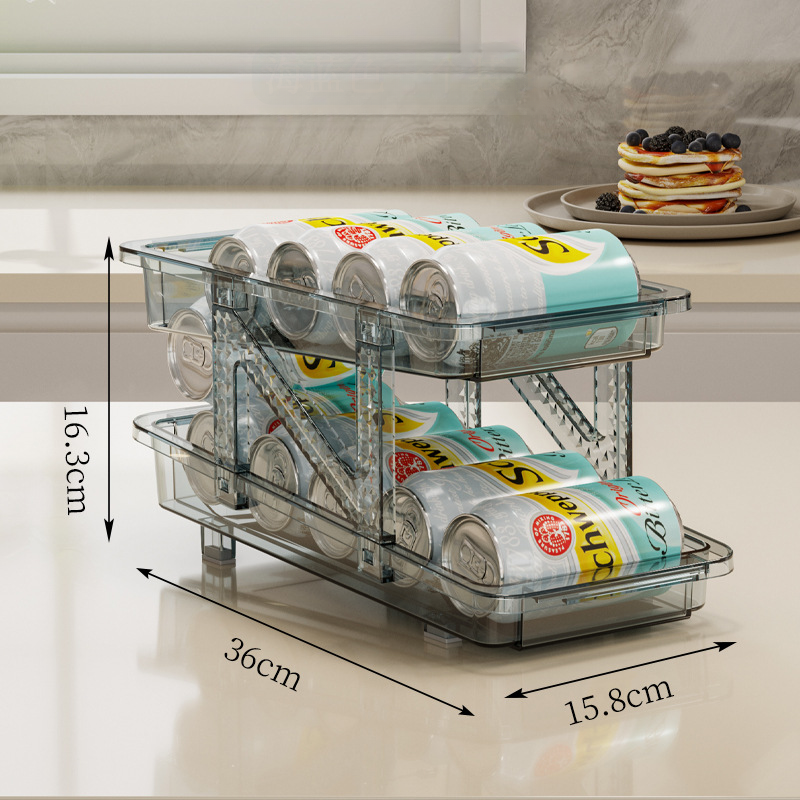 Auto-Slide Sloped Beverage Rack: Stretchable, Space-Saving Design