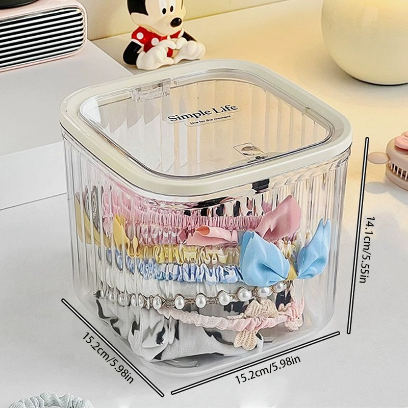 Hair Accessory Organizer Box - Large Capacity with Clear Dustproof Cover